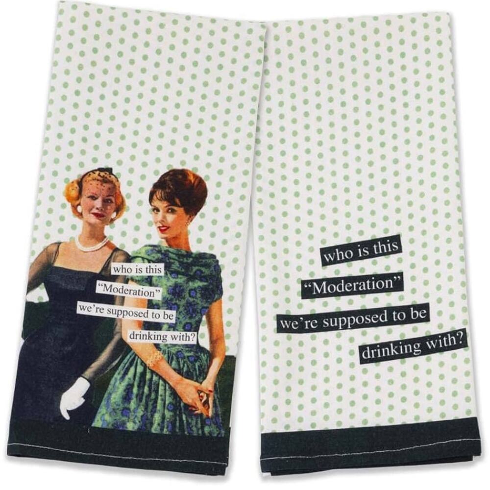 New without tag Anne Taintor vintage style cotton kitchen dish towels set of 2